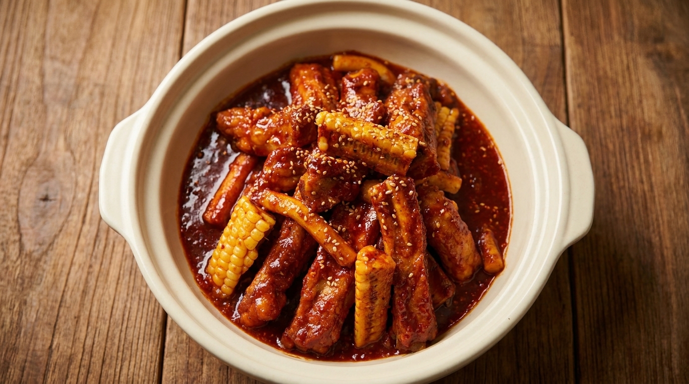 Korean Spicy Braised Pork Ribs (Dwaeji Galbi-jjim)