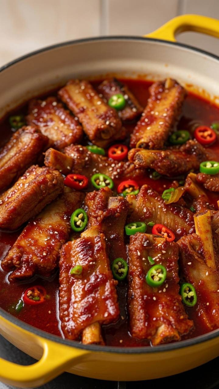 Korean Spicy Braised Pork Ribs (Dwaeji Galbi-jjim)