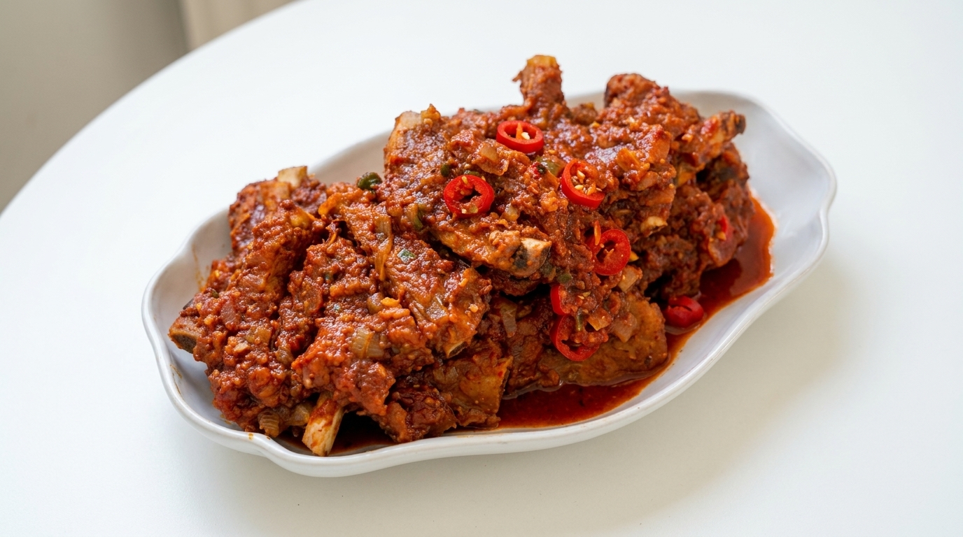 Korean Spicy Braised Pork Ribs (Dwaeji-galbi-jjim)
