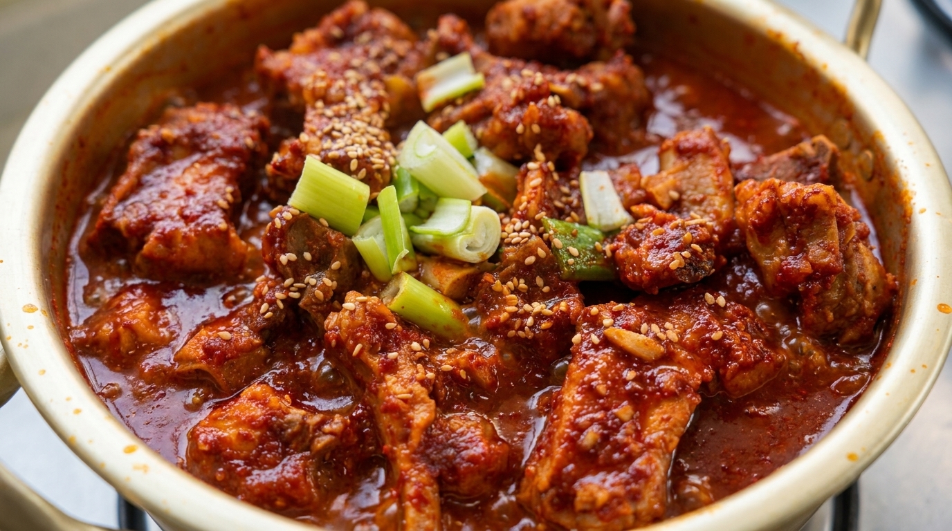 Korean Spicy Braised Pork Ribs (Dwaeji Galbi-jjim)