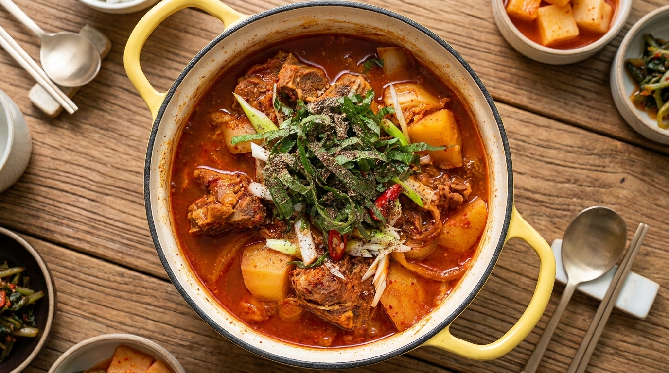Spicy Korean Pork Spine Soup (Gamjatang)