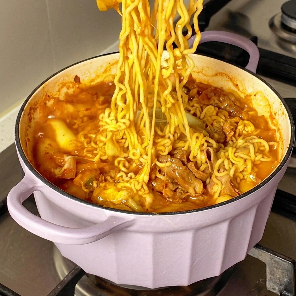Water being poured into the bowl and mixed with a wooden spoon.
