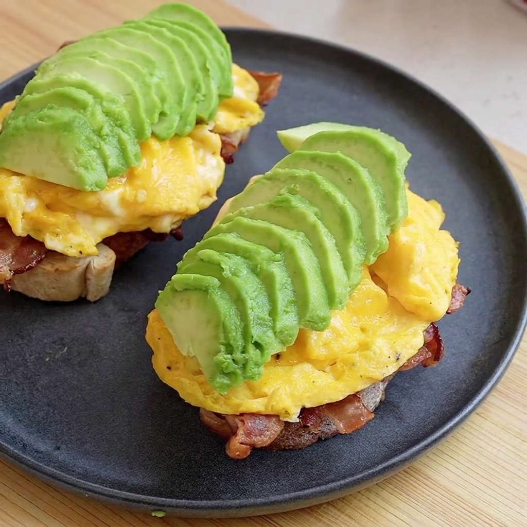 Freshly ground black pepper and seasonings being sprinkled on top of a loaded avocado and egg sandwich.