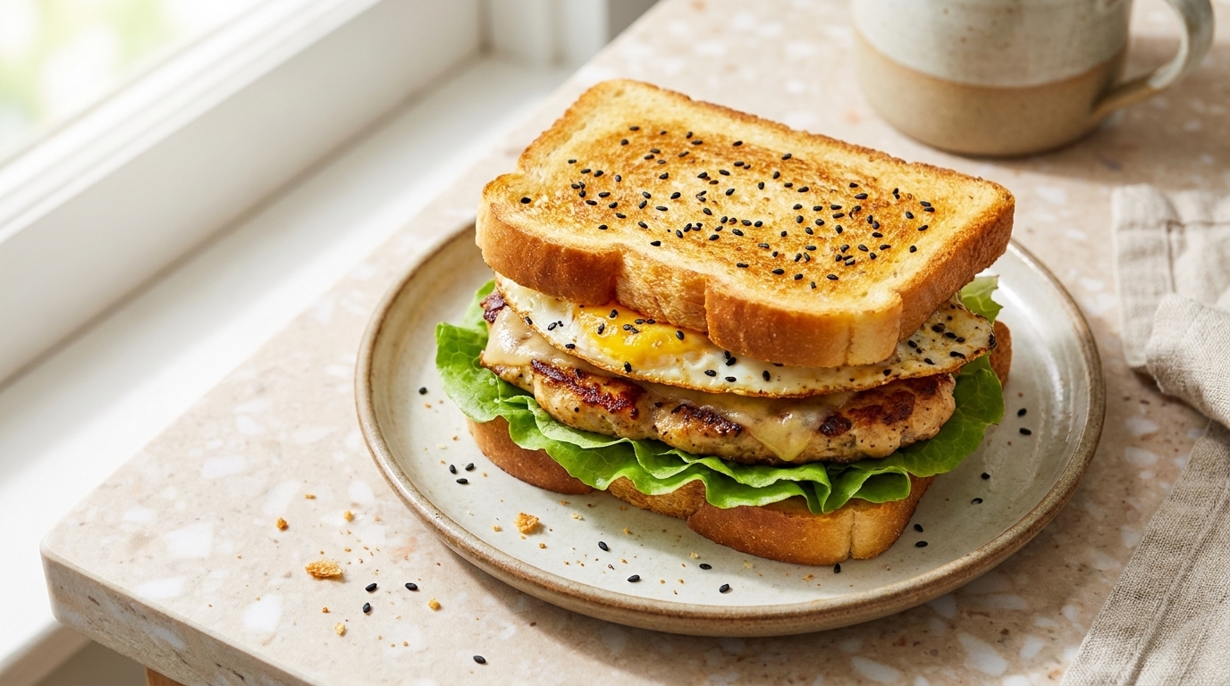 Golden Crispy Chicken Egg Sandwich
