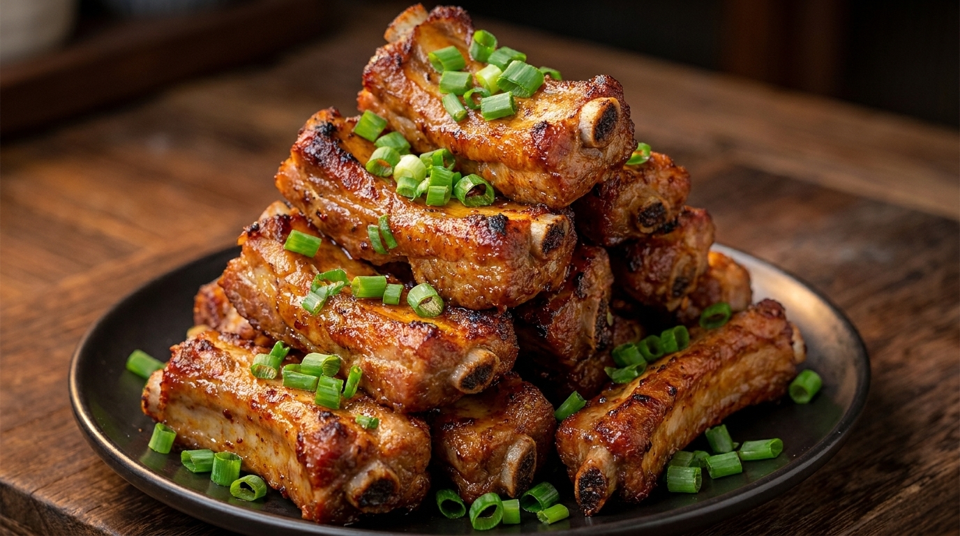 Crispy Air Fryer Garlic Roasted Pork Ribs
