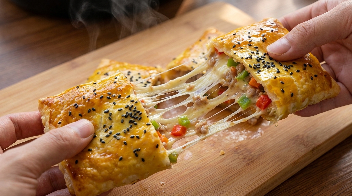 Air Fryer Cheese and Pork Pastry Pockets