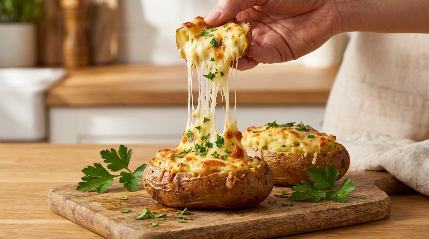 French-Style Twice-Baked Potatoes with Ham and Cheese