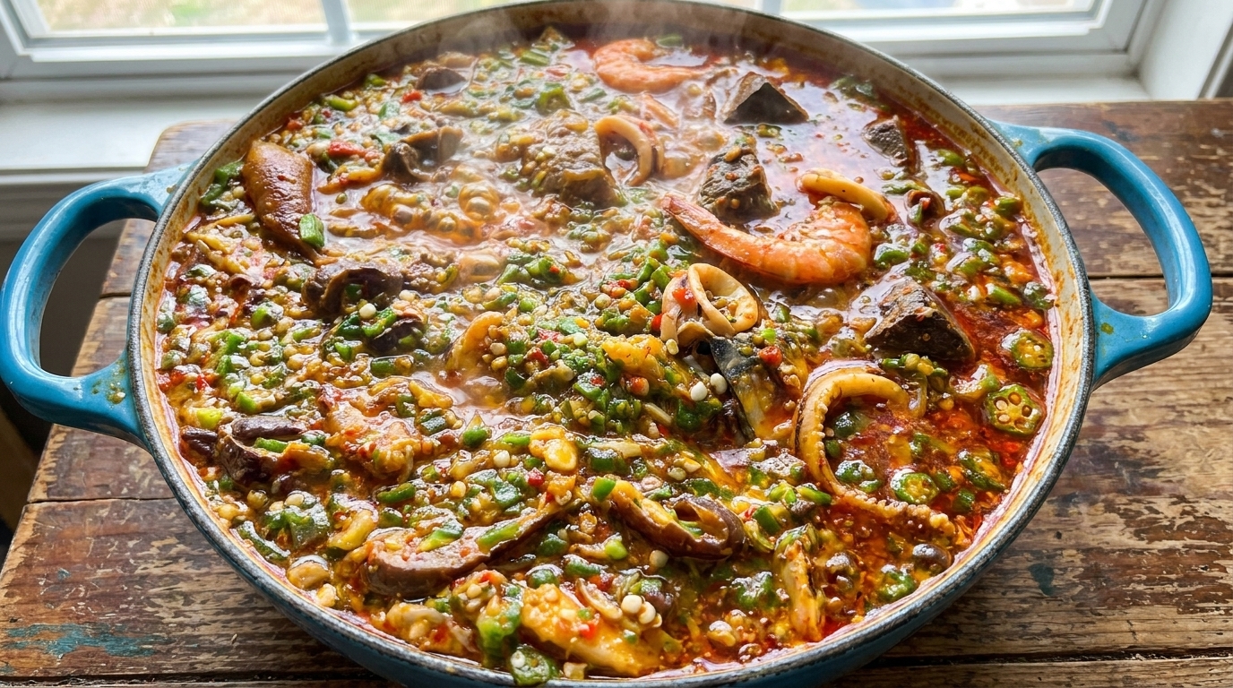 Sichuan-Style Spicy Okra & Seafood Stew