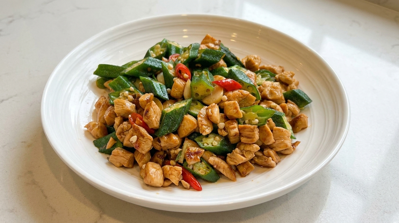 Stir-Fried Chicken Breast with Okra