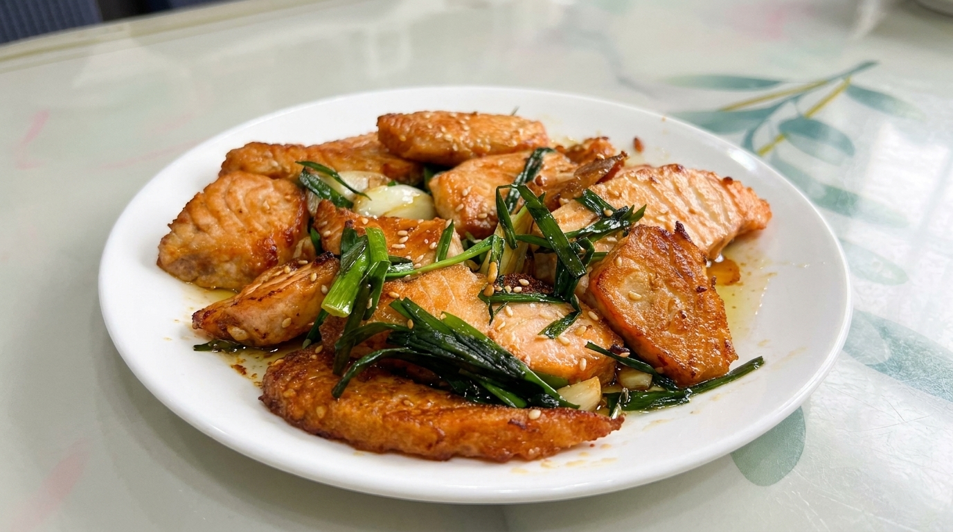 Crispy Pan-Fried Salmon with Soy and Scallions