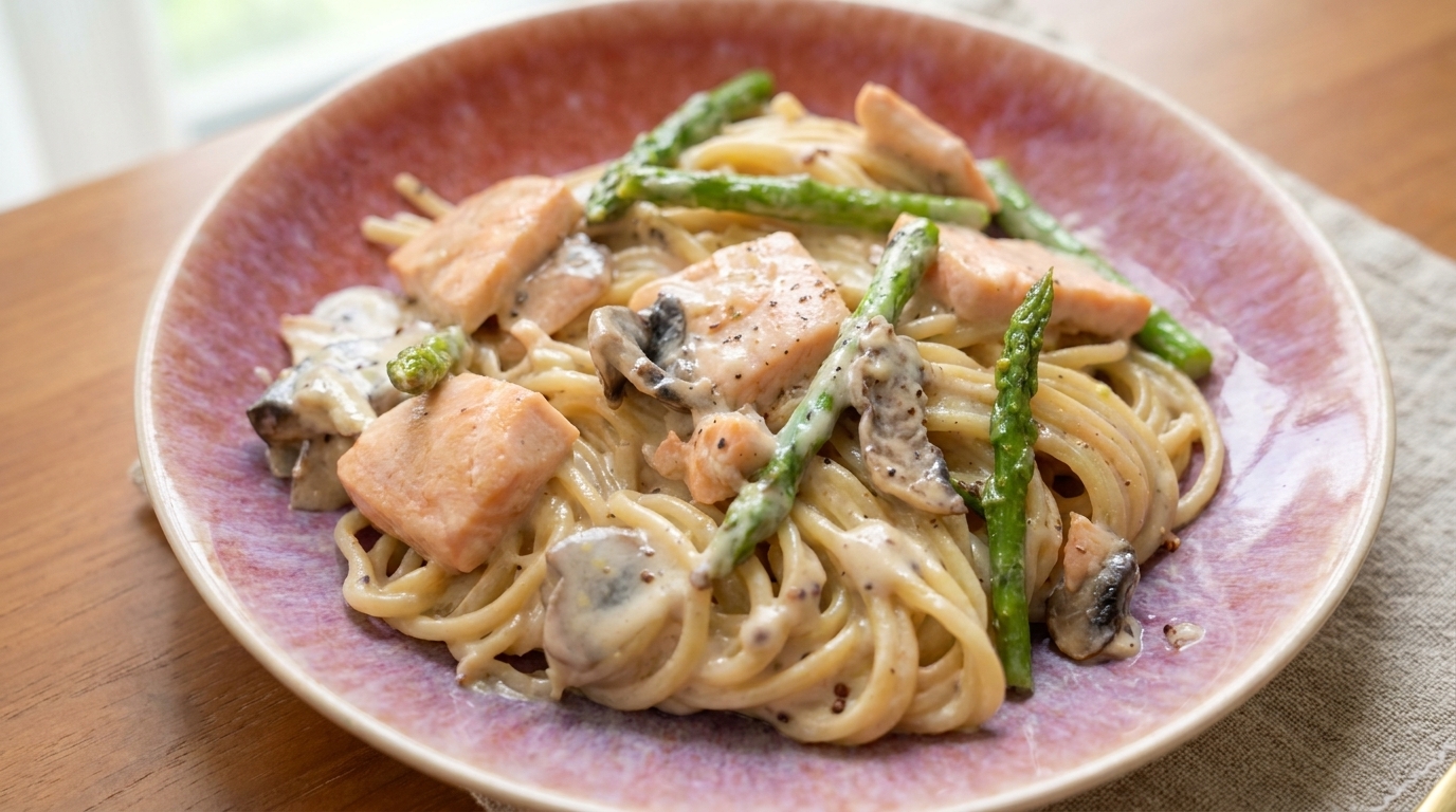 Creamy Salmon White Sauce Pasta