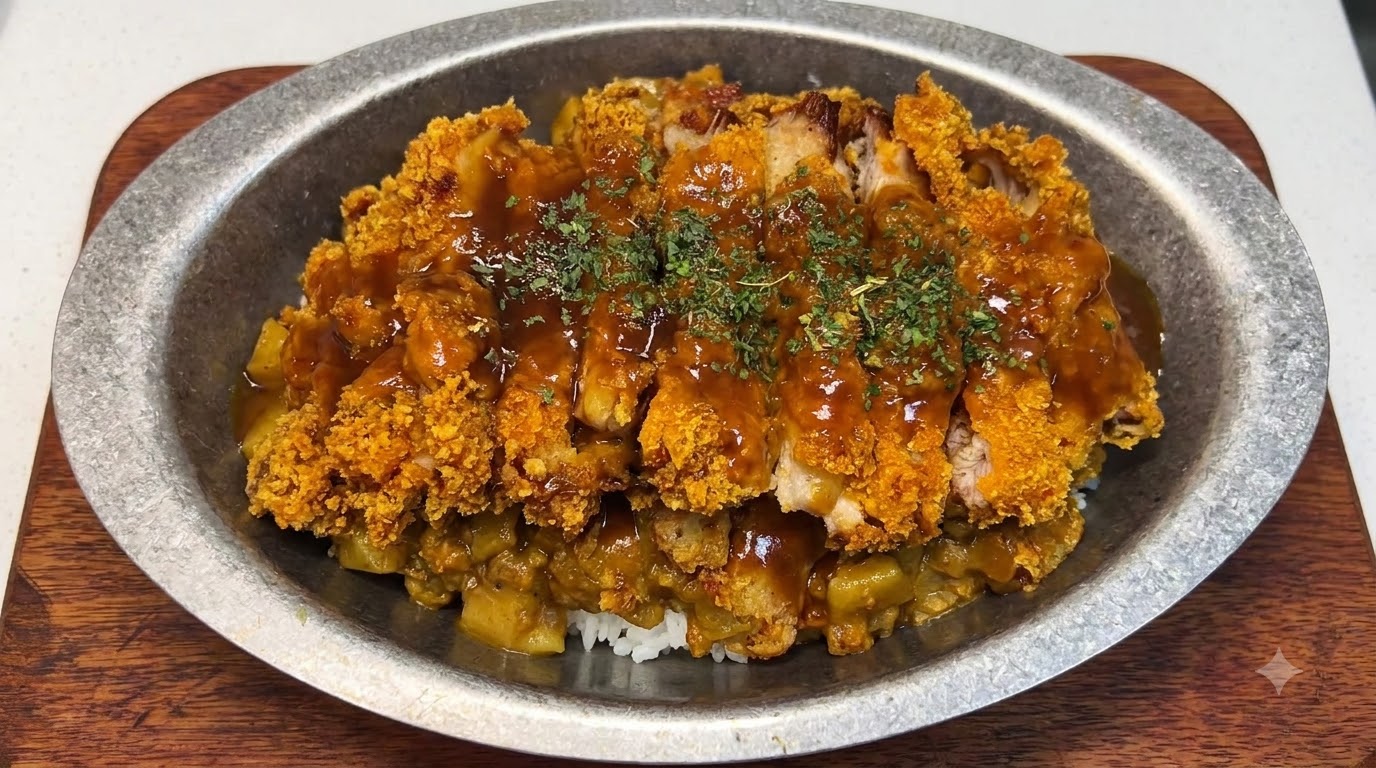 Spicy Curry Minced Meat Pork Cutlet Rice