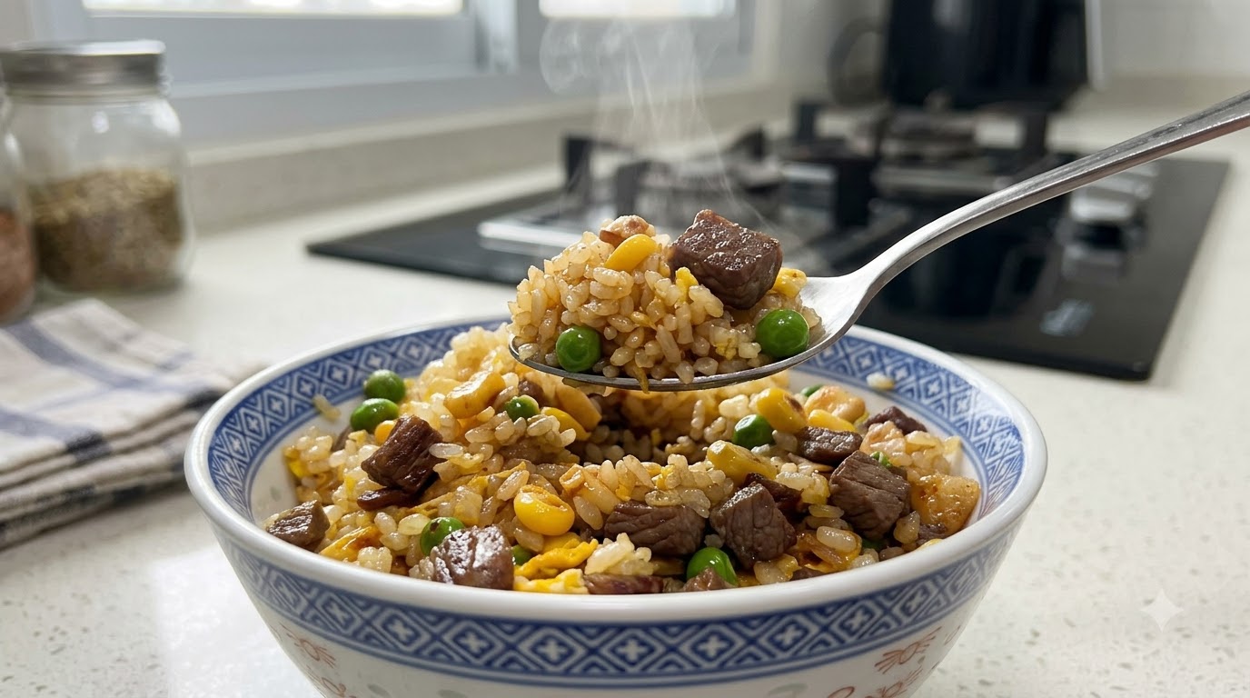 Fragrant Garlic Beef Fried Rice