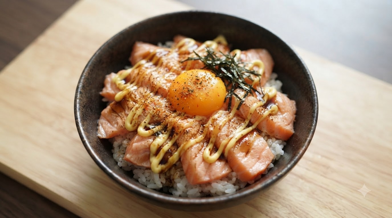 Seared Salmon Donburi (Aburi Sake Don)