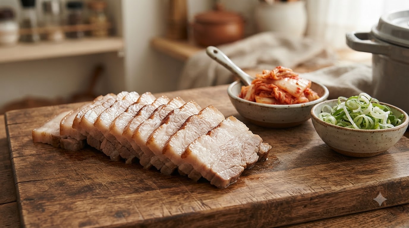 Korean Boiled Pork Slice (Bossam) and Kimchi Tofu Soup