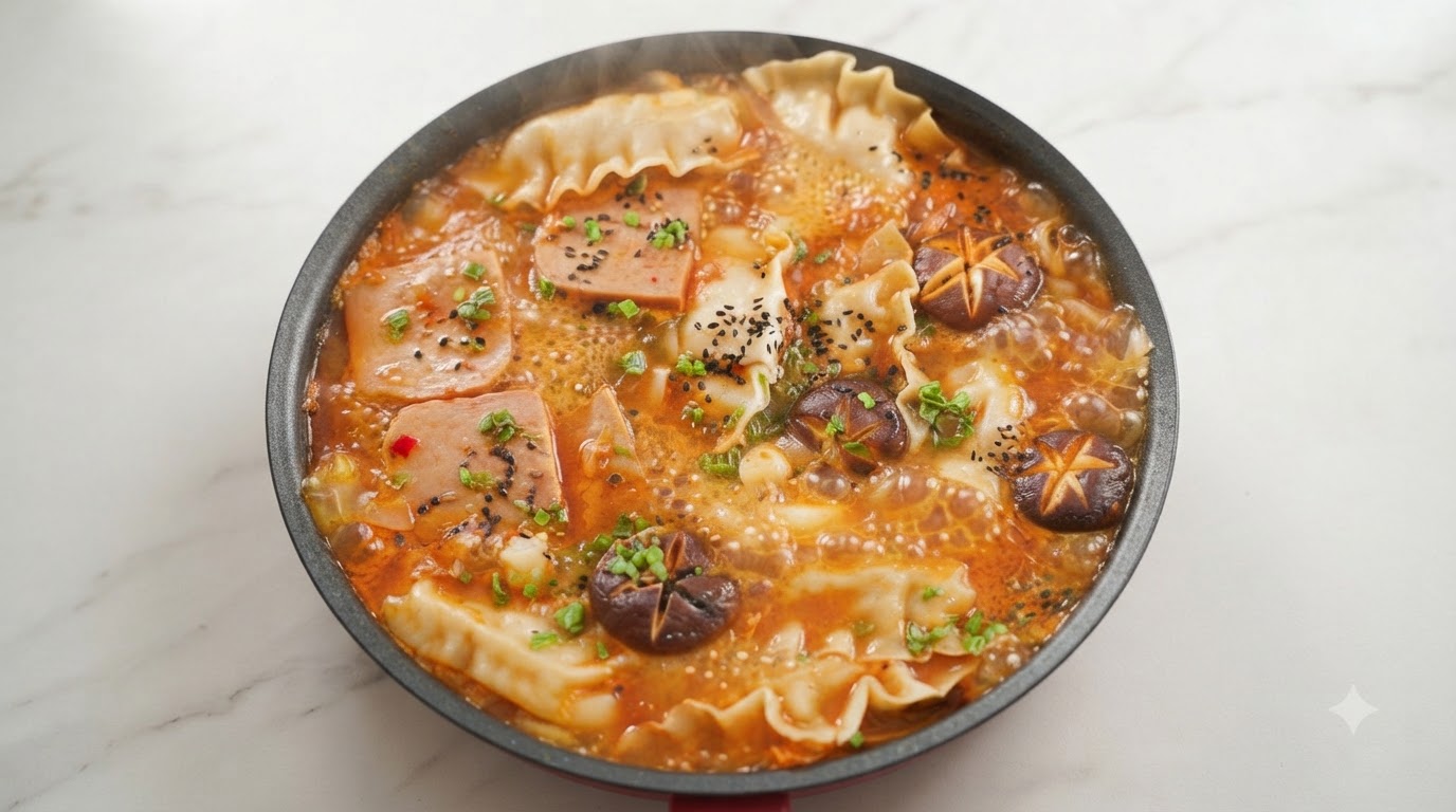 Korean Kimchi Rice Cake Dumpling Soup (Tteok-mandu-guk)
