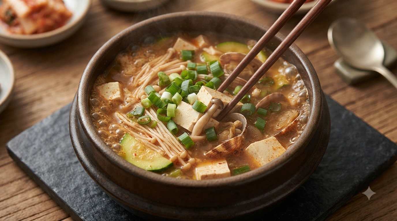 Traditional Korean Soybean Paste Stew (Doenjang-jjigae)