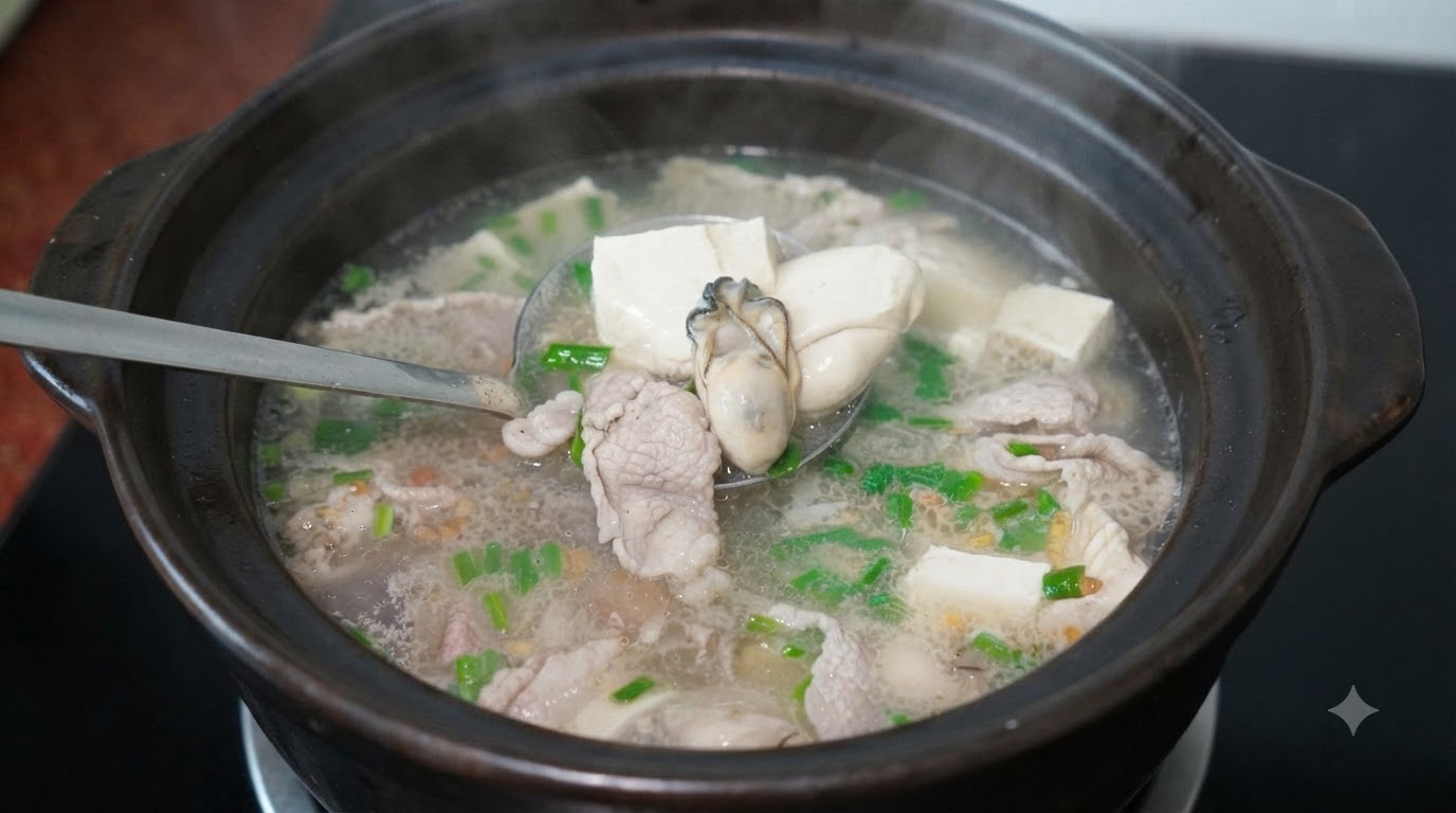 Tofu and Oyster Warm Soup (Canh Hàu Đậu Hũ)