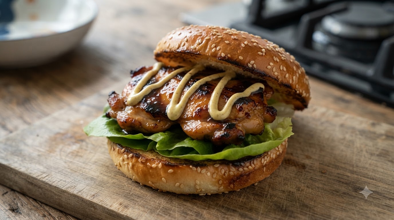 Gourmet Teriyaki Chicken Thigh Burger