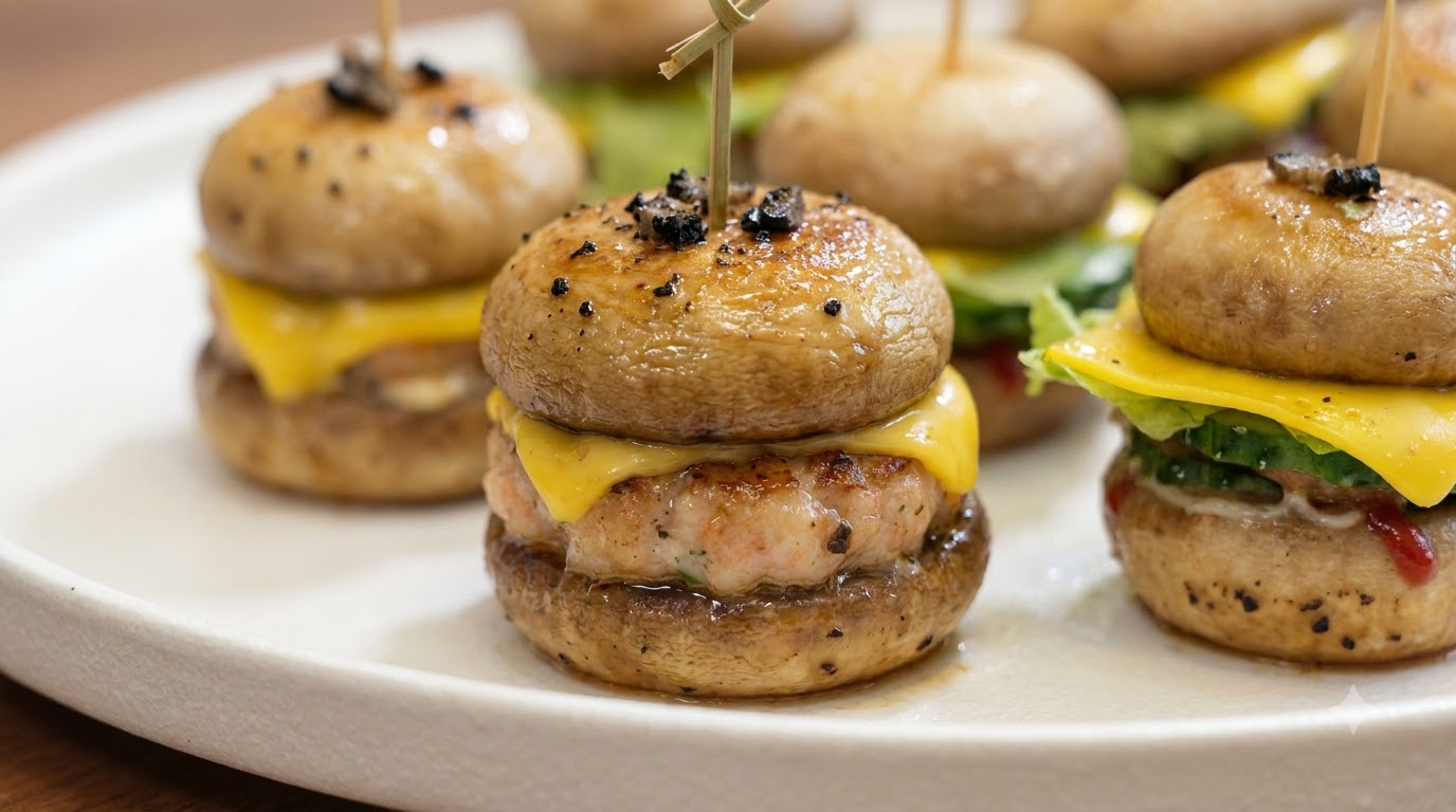 Black Truffle Mushroom Shrimp Paste Mini Burgers