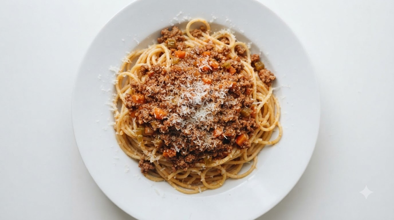 Classic Bolognese Spaghetti and Air-Fried Cheese Beef Rolls