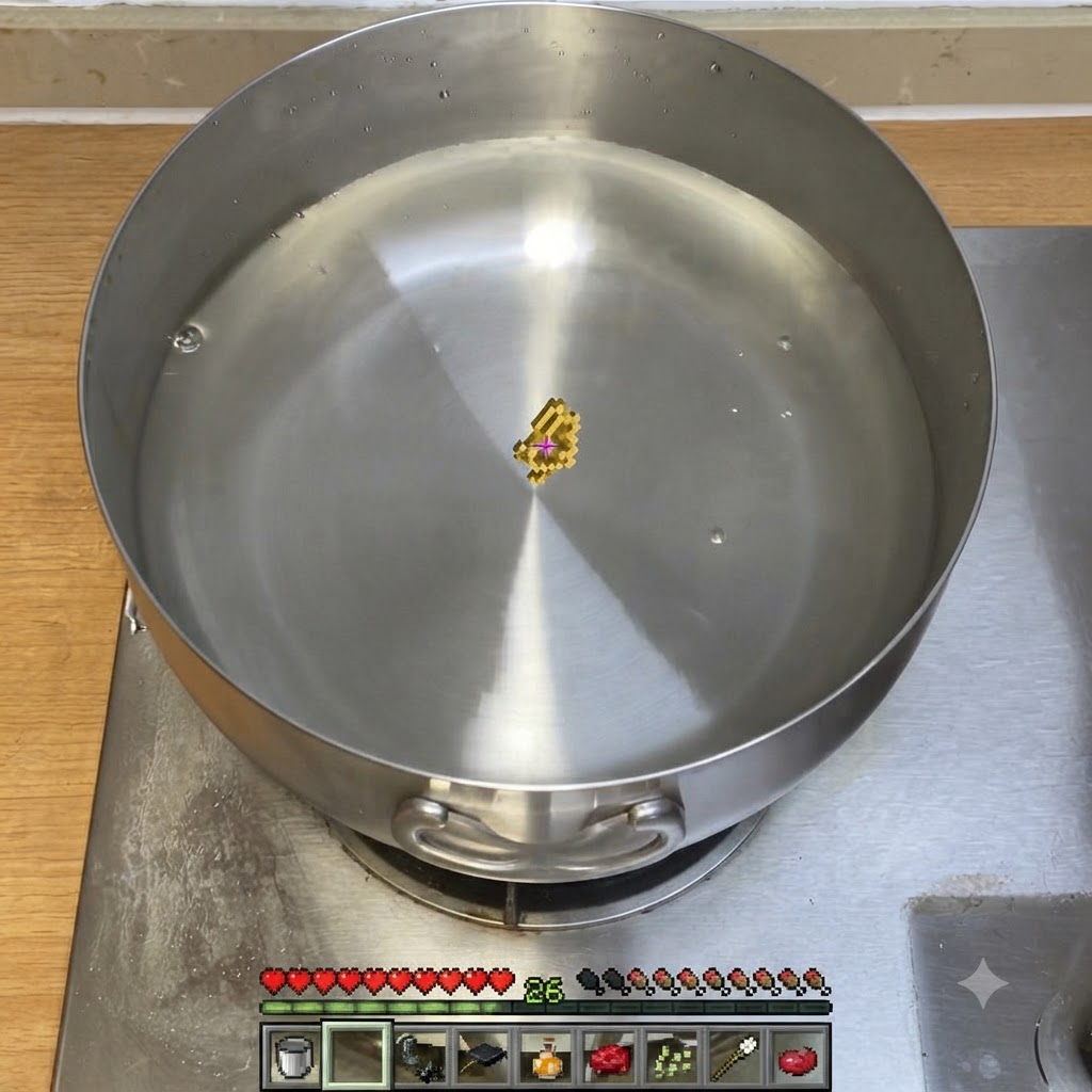 Spaghetti noodles cooking in a large pot of boiling water.
