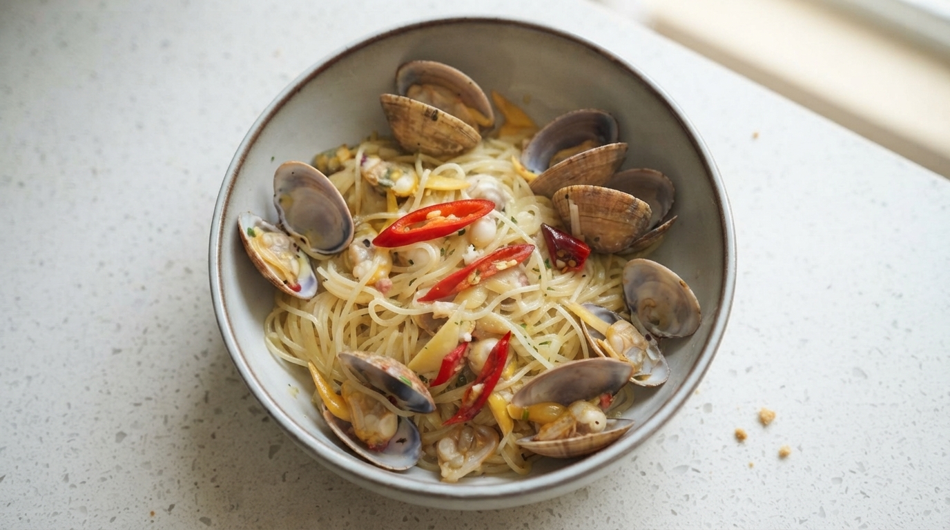 Garlic Clam Pasta with White Wine & Butter