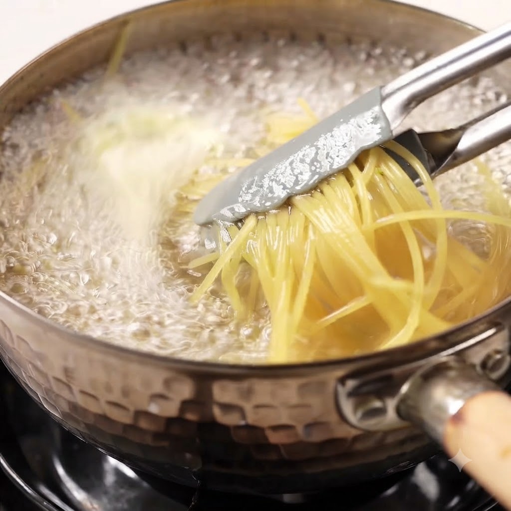 A pat of butter melting into a pool of golden liquid inside a heated stainless steel pan.