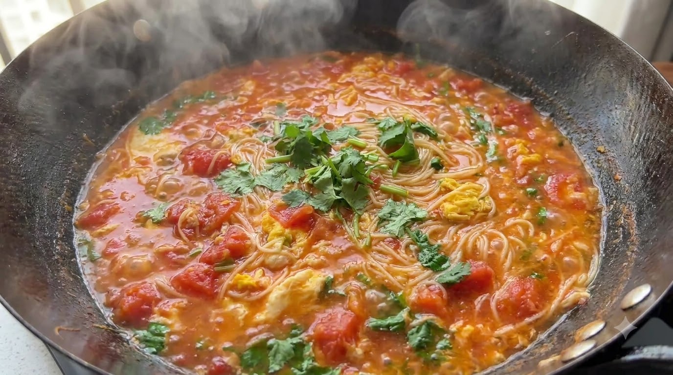 Tomato Egg Noodle Soup (Jiandan Xiantang Mian)