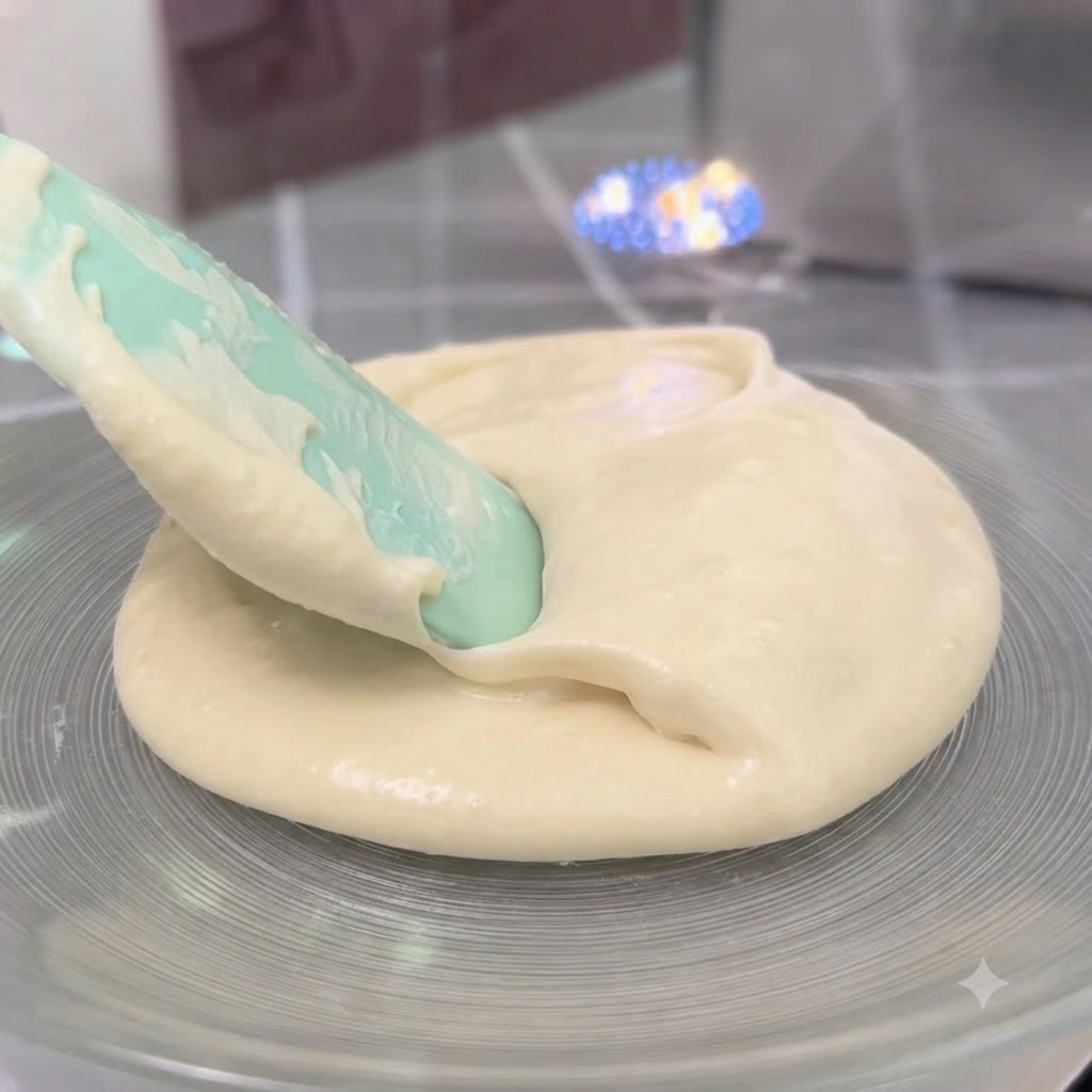 Fermented poolish added to a bowl of flour and mixed to form dough.