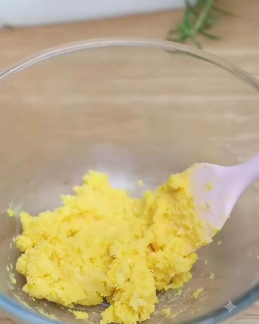 Low-gluten flour and cornstarch being sifted through a fine mesh strainer into a bowl.