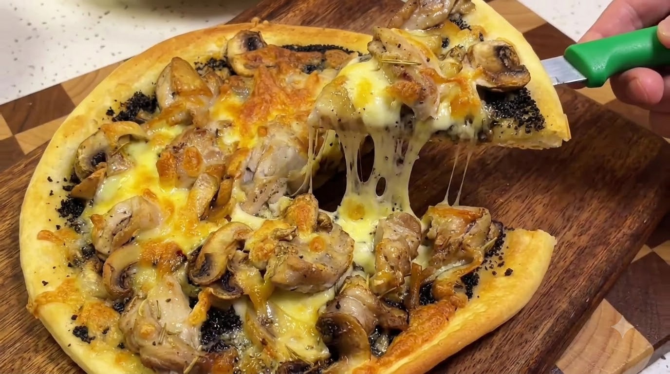 Air Fryer Black Truffle Chicken Pizza