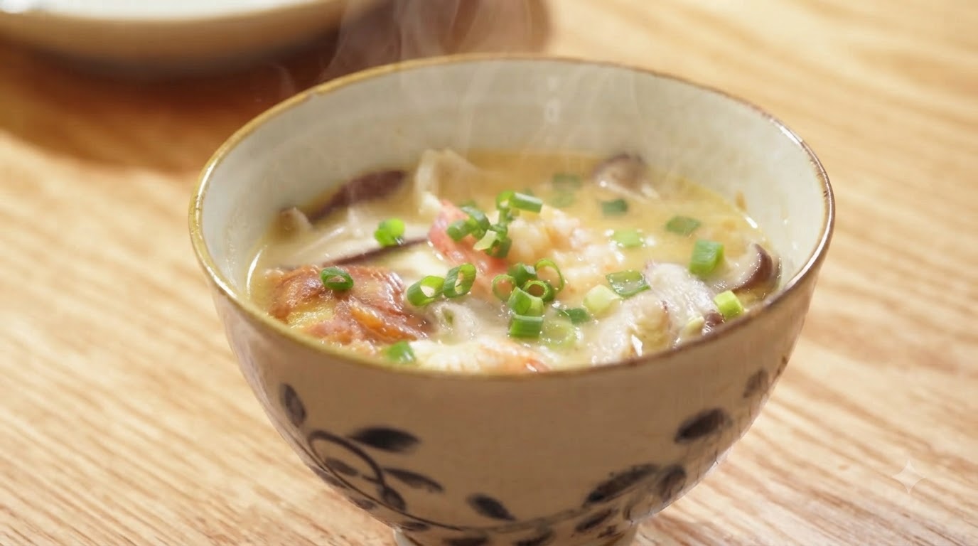 Milky White Three Fresh Mushroom & Shrimp Soup