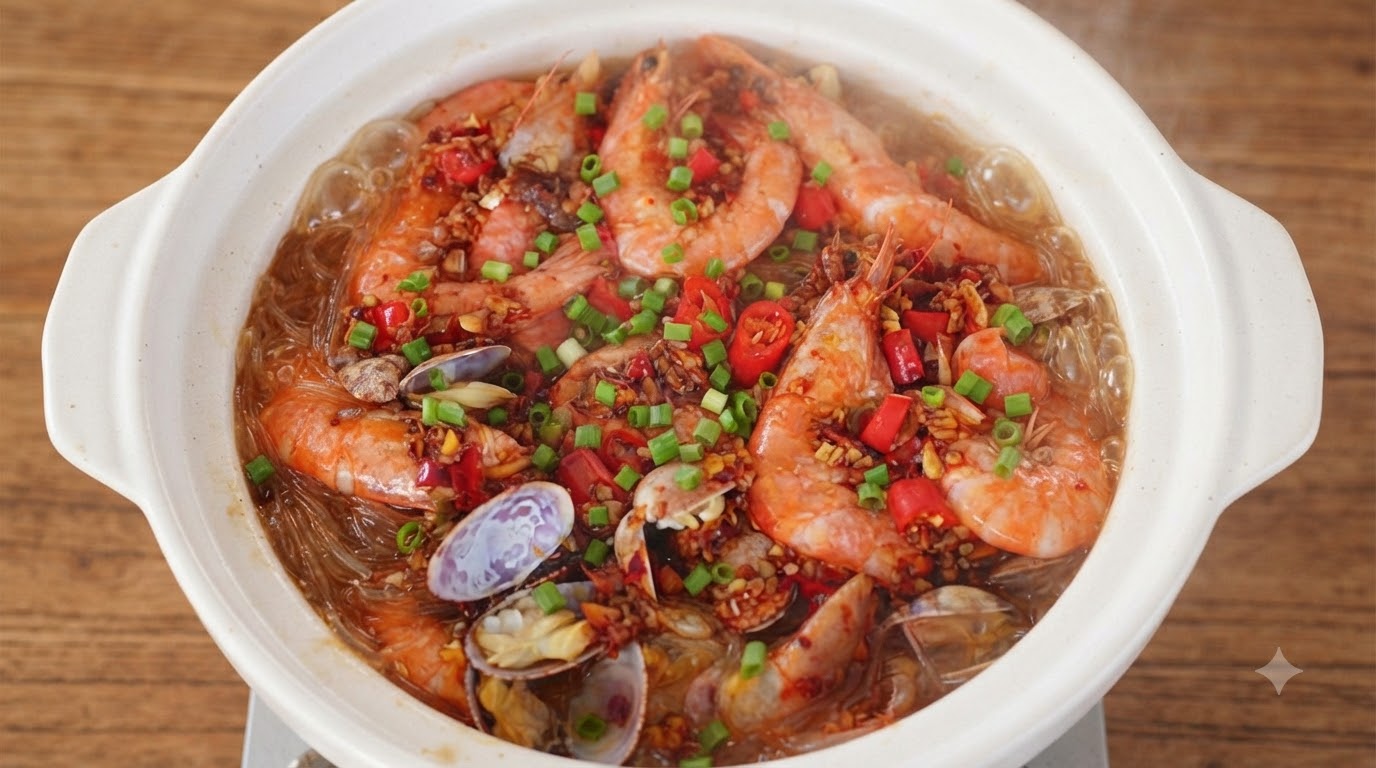 Tomato Glass Noodle Seafood Pot