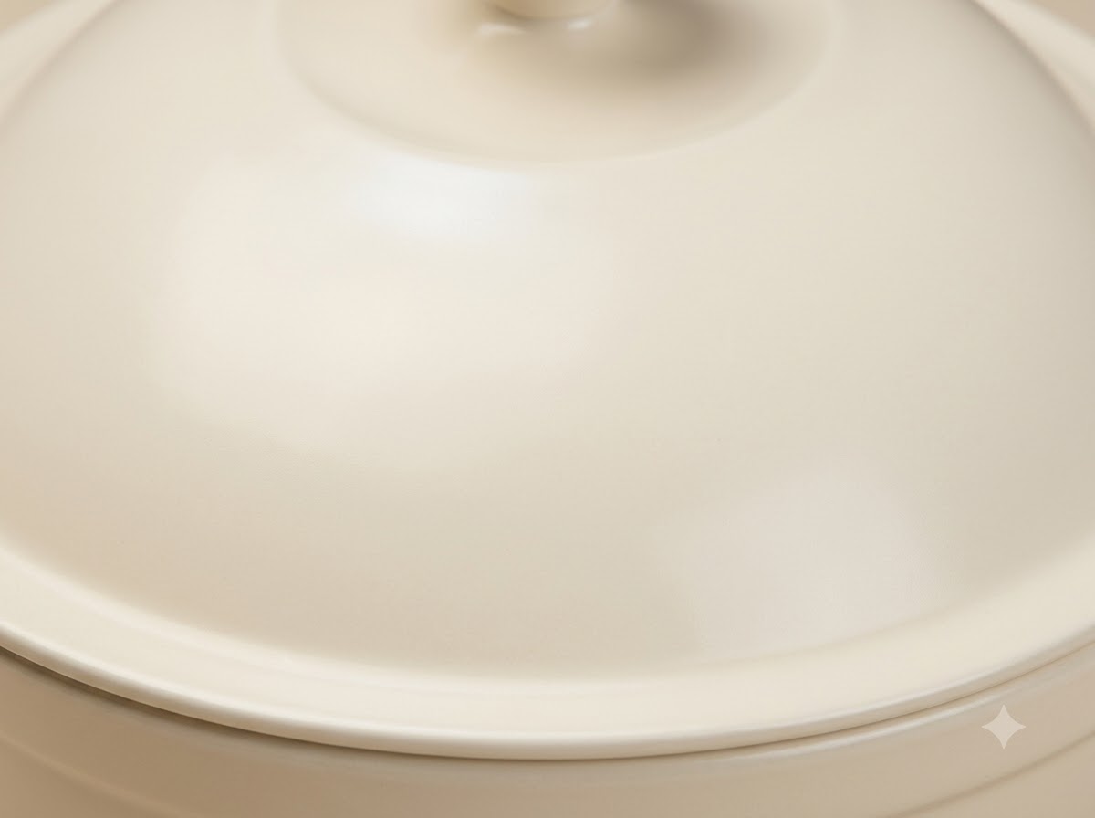 A covered pan steaming the chicken with a lid on.