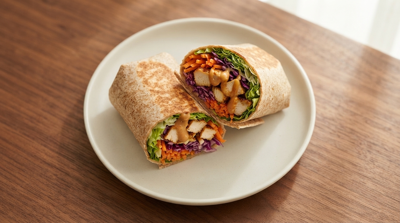 Sweet and Spicy Peanut Butter Chicken Breast Wrap