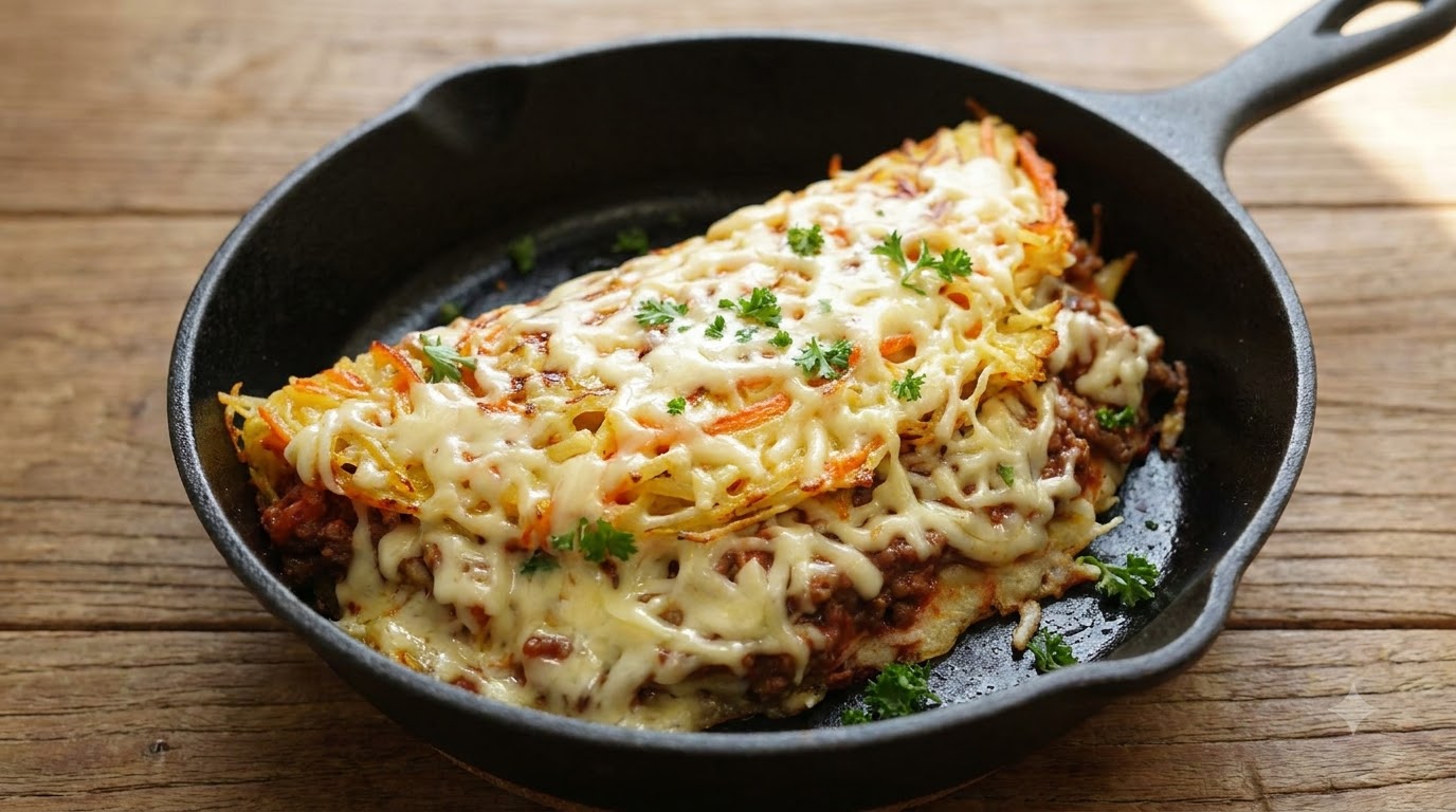 Crispy Black Truffle Meat Tomato Potato Pancake