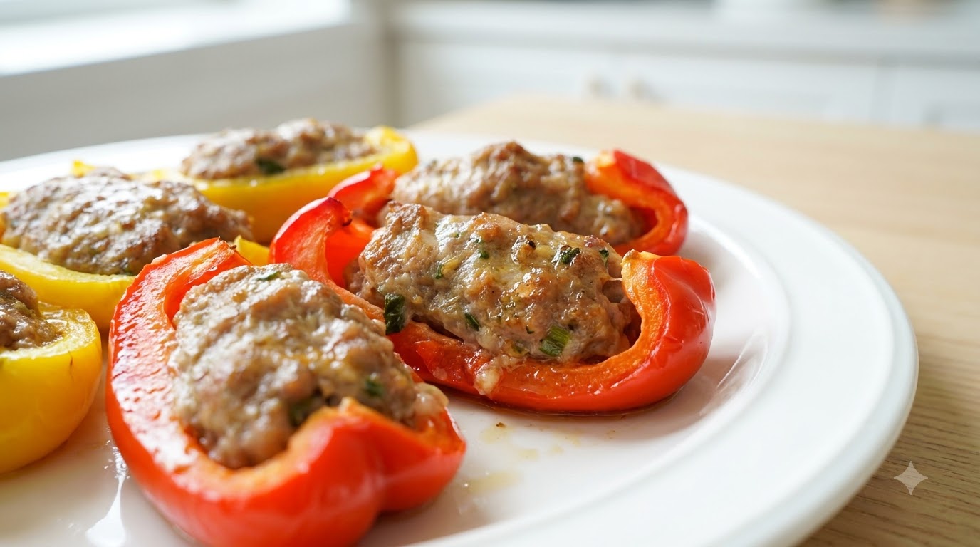 Oven-Baked Stuffed Bell Peppers with Seasoned Minced Meat