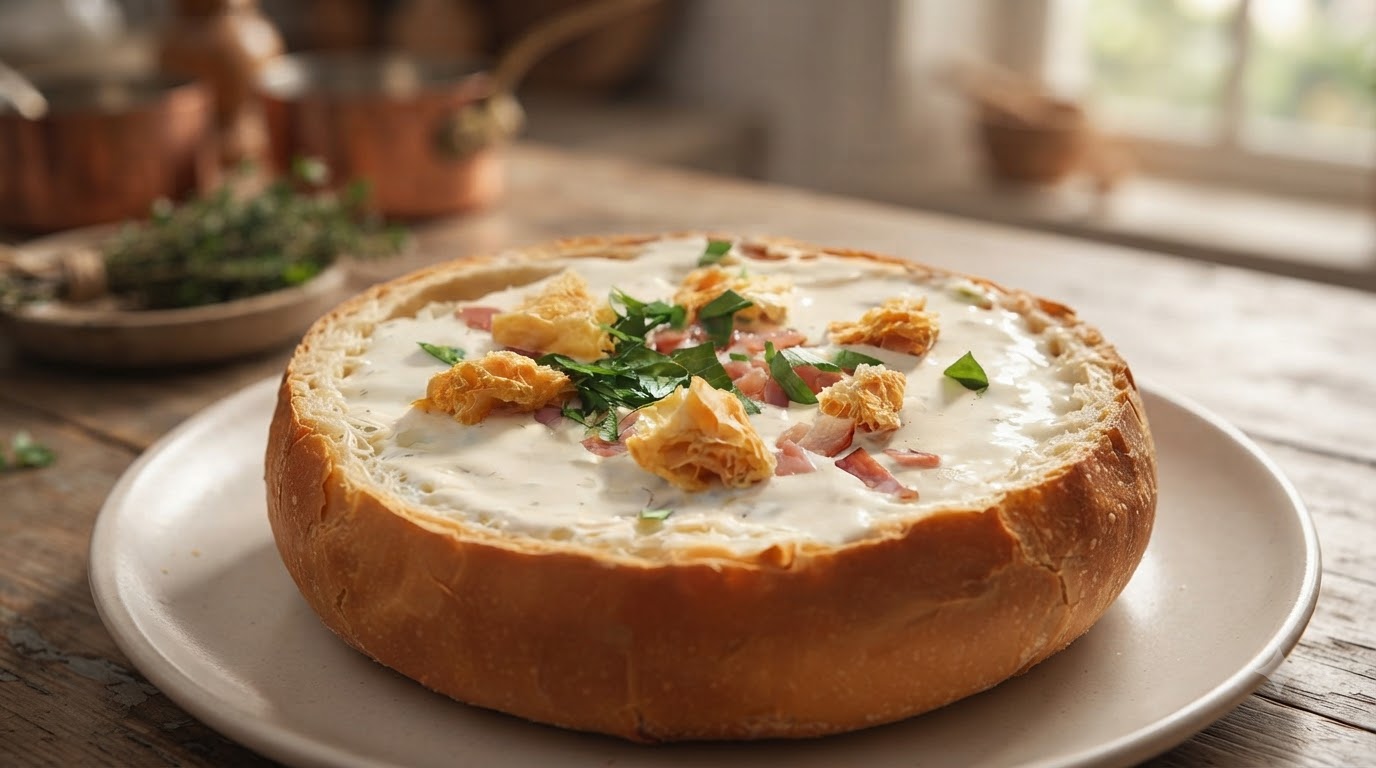 Classic American Clam Chowder Bread Bowl