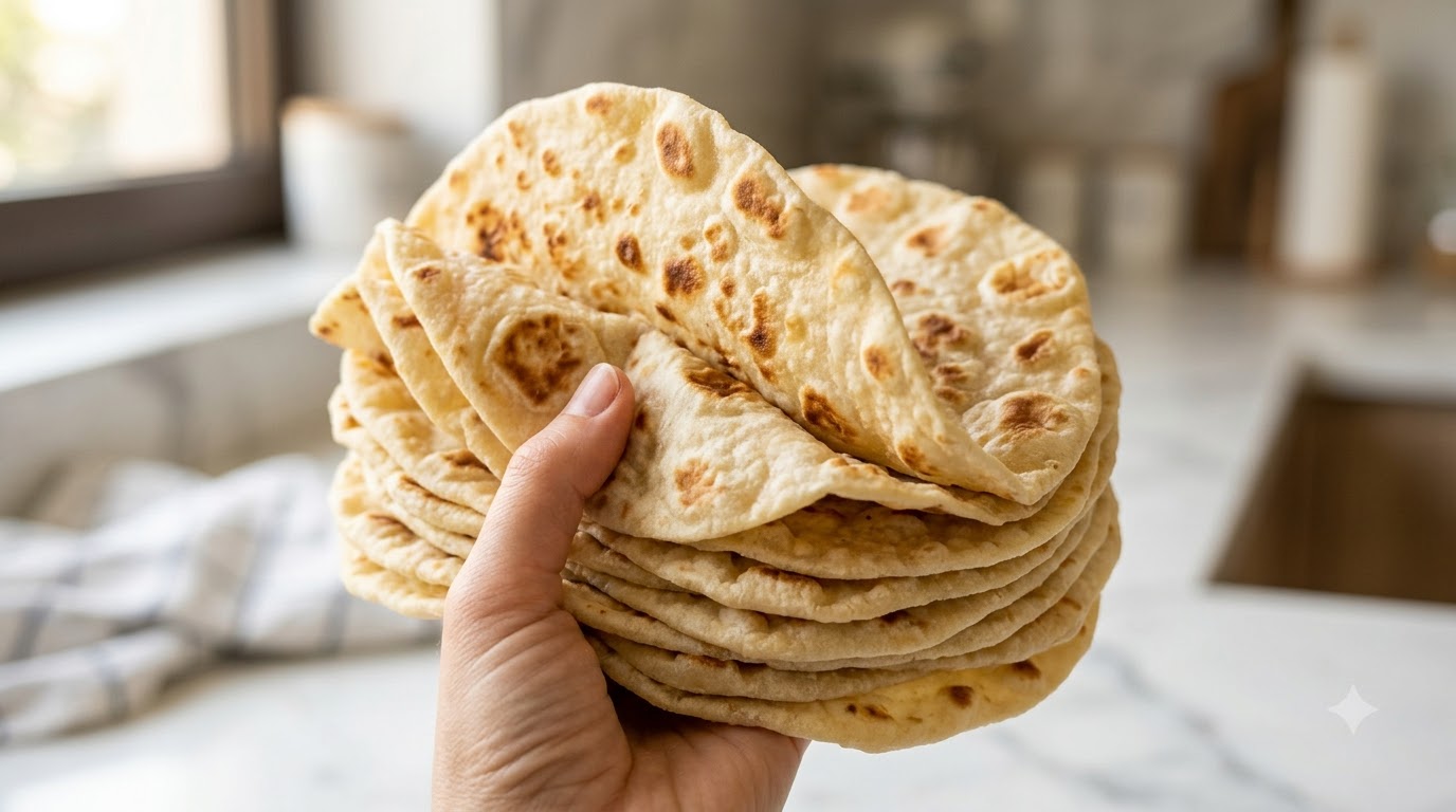 Homemade Mexican Chicken Roll Flatbread Tortillas