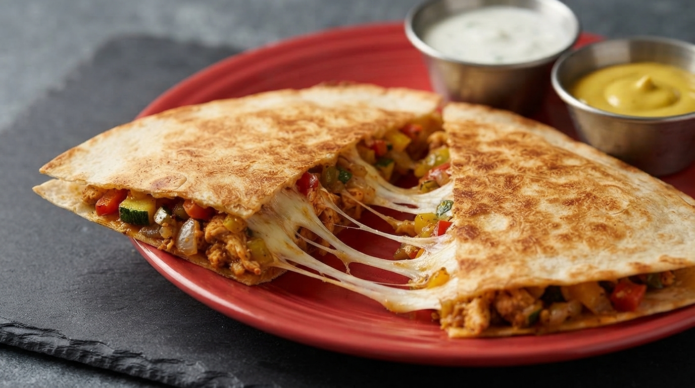 Crispy Mexican Chicken Quesadilla with Mozzarella