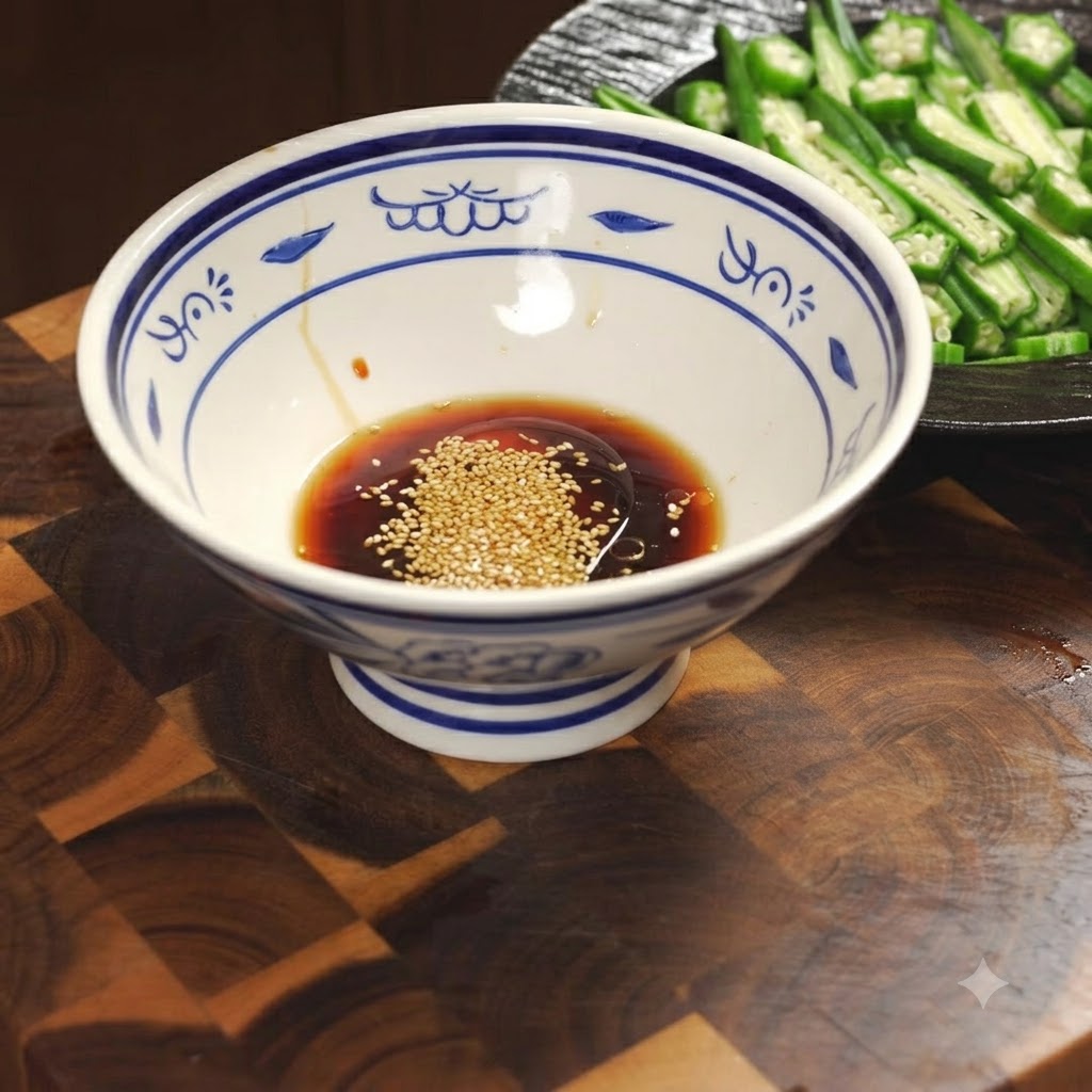 Stir-fried crispy seaweed being thoroughly mixed with the sauce inside the ceramic bowl using chopsticks.