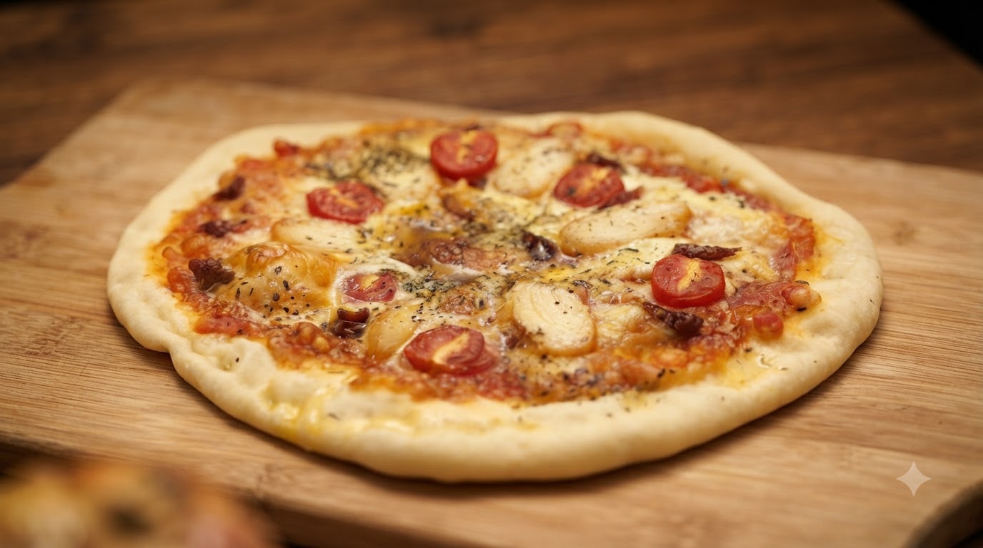 Homemade Pizza Platter with Creamy Spinach and Tomato Sauce
