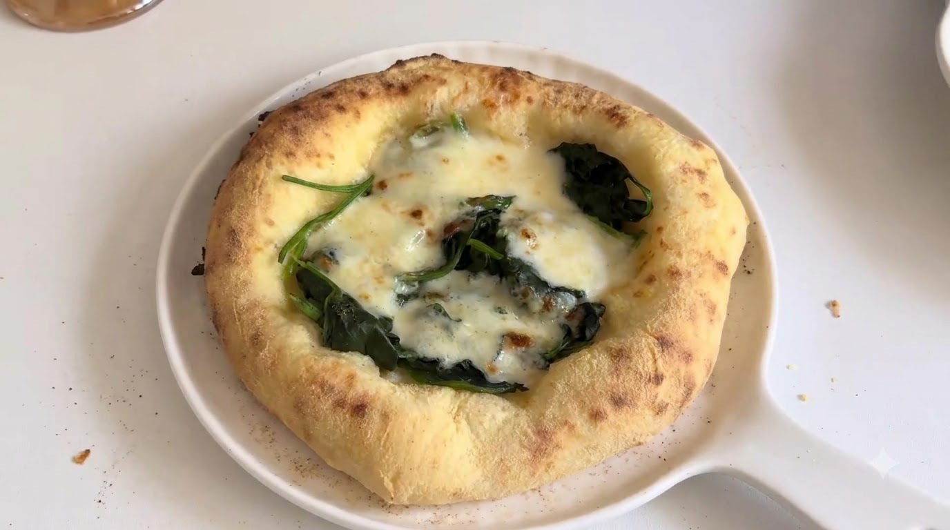 Vegetarian Spinach & Cheese Pizza (Homemade Crust)