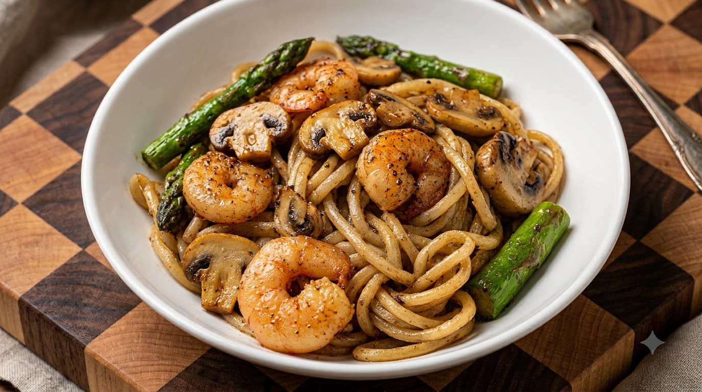 Black Truffle and Shrimp Noodles