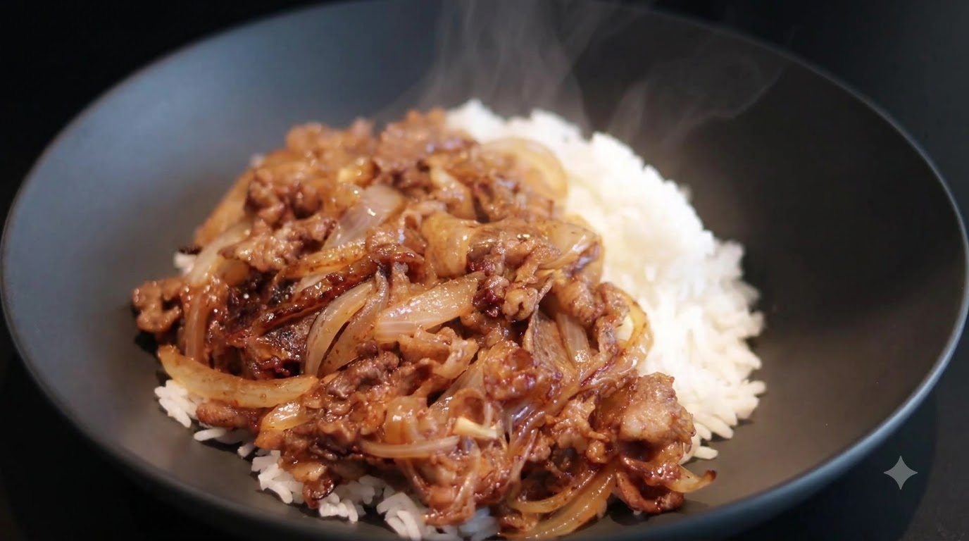 Butter Onion Beef Rice Bowl