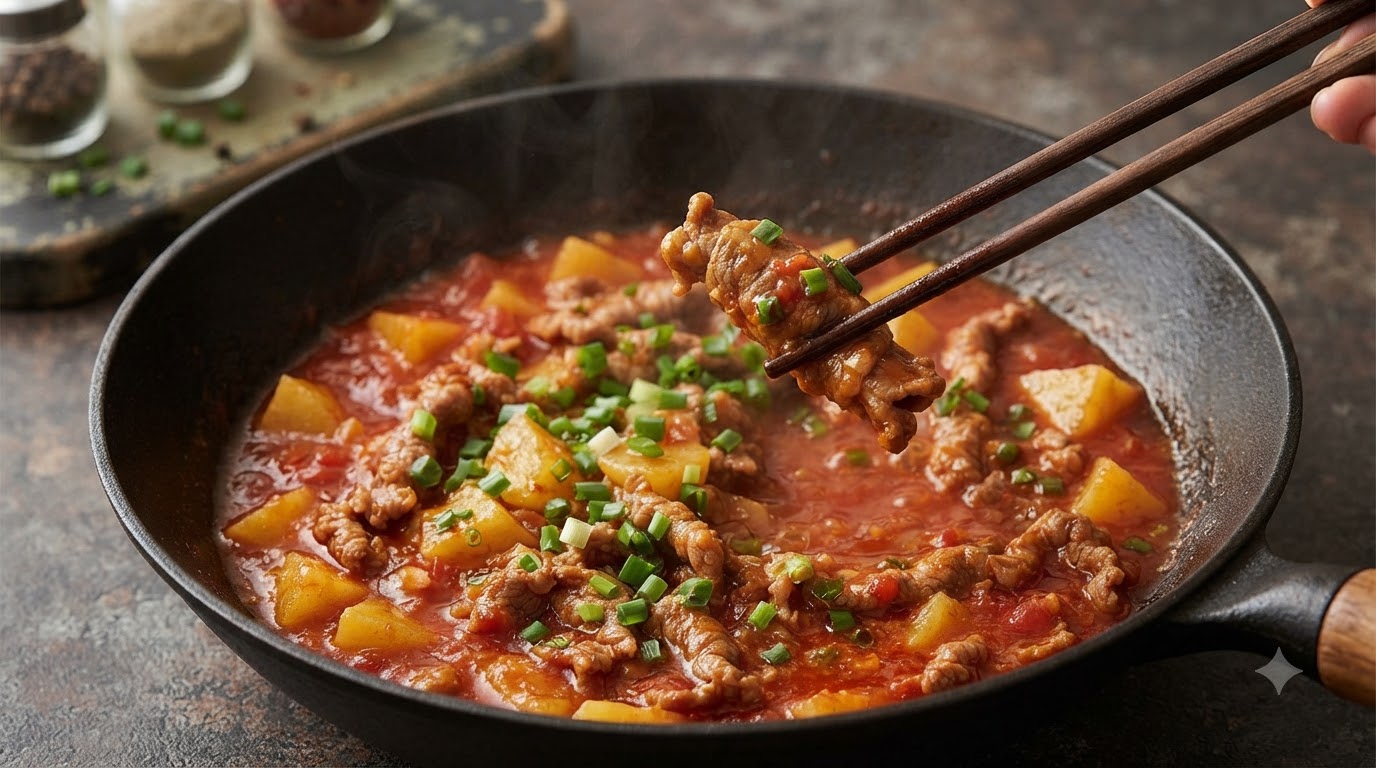 Tomato Potato Beef Roll Hot Pot