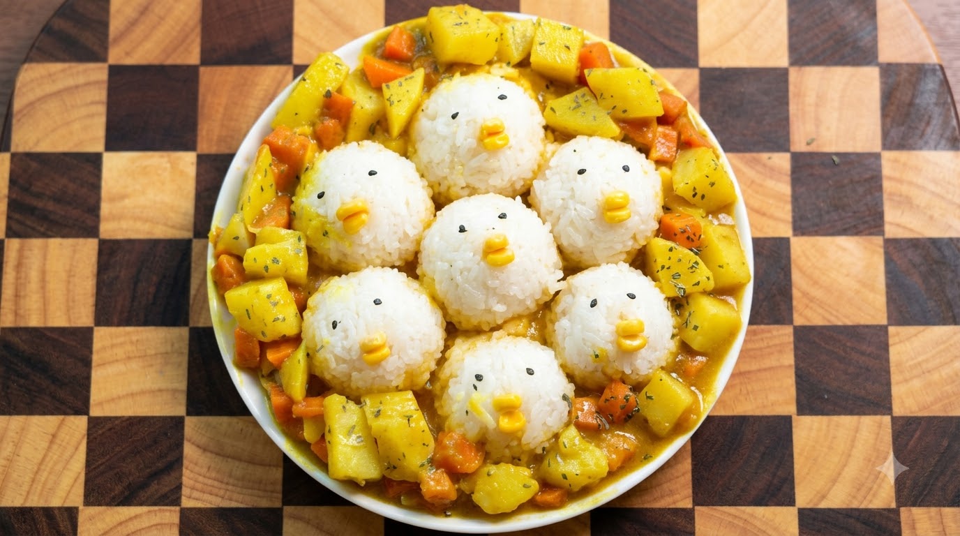Cute Curry Chicken Egg Fried Rice