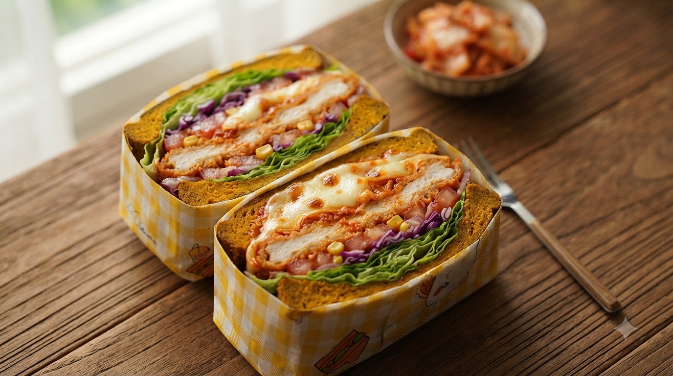 Korean Kimchi Cheese Double Chicken Sandwich