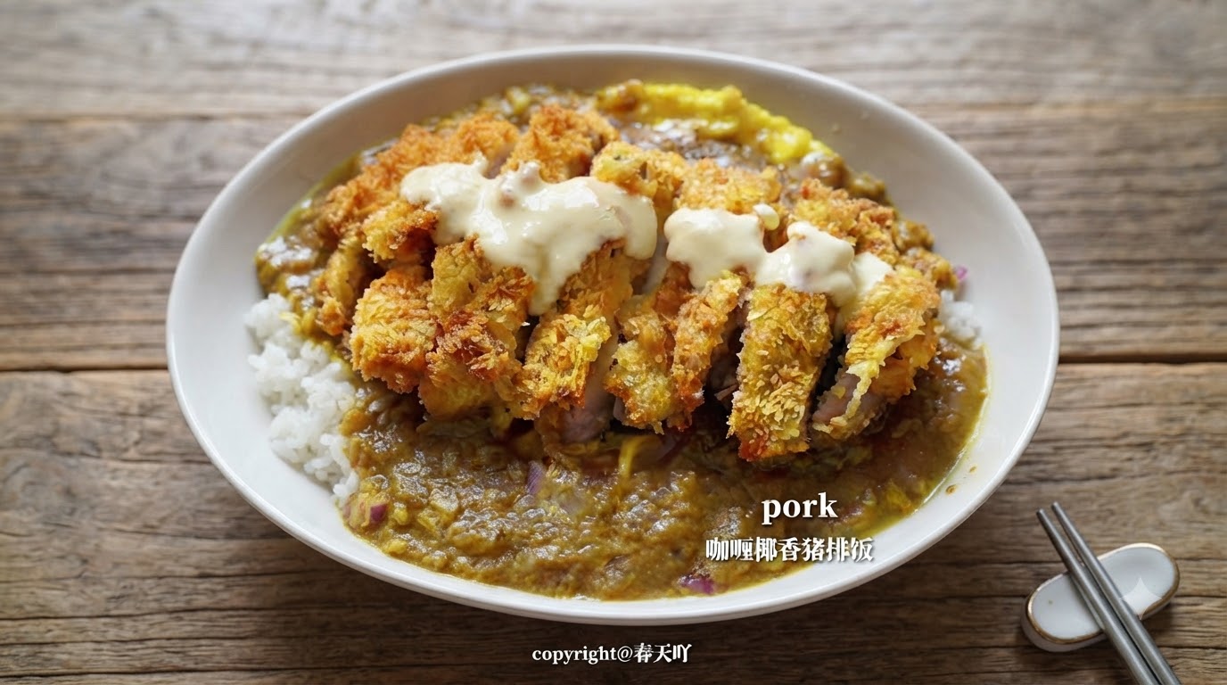 Coconut Curry Pork Cutlet Rice (Katsukare)